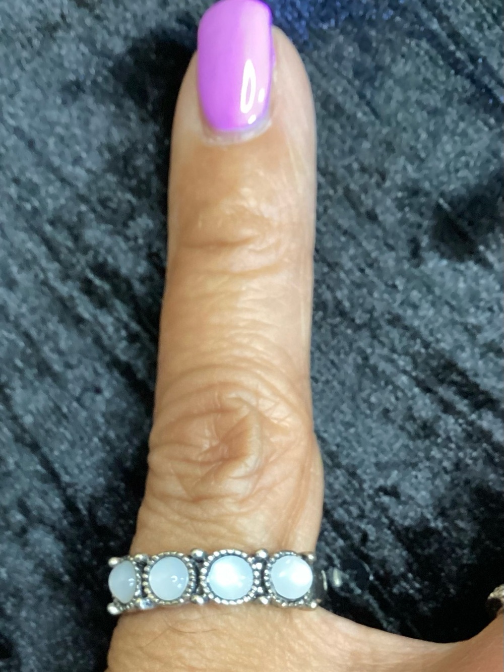 Silver Ring with Four White Cabochons 9